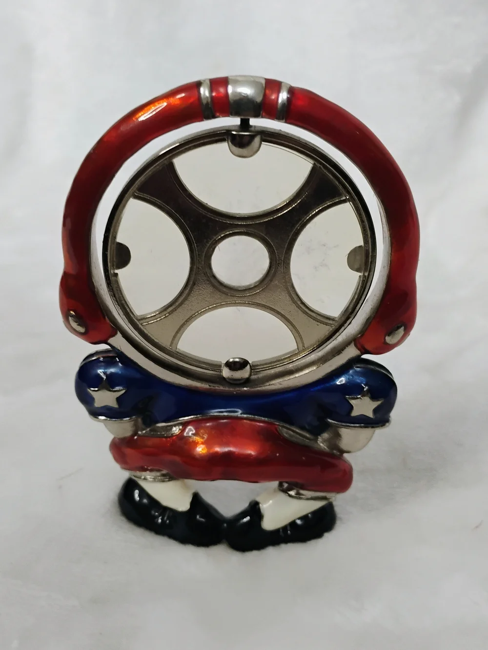 Vtg Novelty Metal Football Player Desktop Picture Face‎ Frame Red Blue Unique H